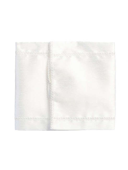 Tip Top Kids Unisex Baby White Rhinestone Pearl Flower Baptism Blanket - SophiasStyle.com
